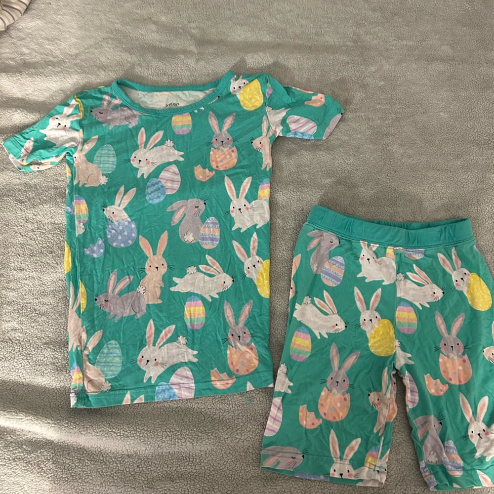 Little Sleepies Bunny Egg Print Pajama Set - Teal